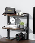 Expandable Under Desk Storage 2 Tier Shelf Clamp On Desk Organizer For Office Study Room And Game Room Wood Construction Space Saver