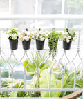 5 Pack 4 Inch Hanging Flower Pots Metal Dope Planters For Railing Fence Balcony And Garden Outdoor Decor With Detachable Hooks Installed
