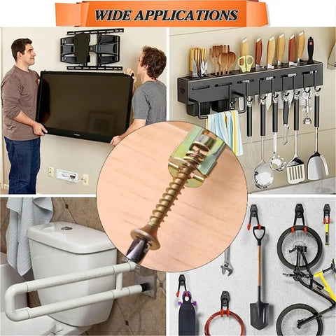 200 Piece Self Drilling Drywall Anchors And Screws Kit With Quick Install No Drill Or Holes In Wall For Picture Hangers Shelves Cabinets And DIY Furniture Fixes Easy Peasy, for TV, tools, and bathroom mounts