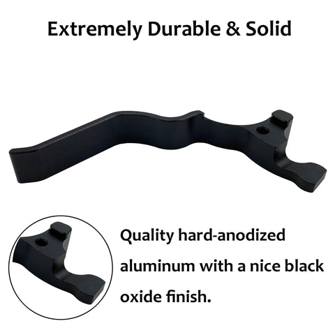 Extended Mag Release Lever For Ruger 10/22 In Black Anodized Aluminum, heavy duty build, shown with black oxide finish