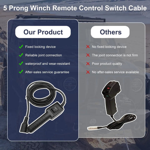 5 Prong Winch Remote Control Switch for Heavy Duty Electric Winches 5000 9000 12000 Lbs, wired cable and hand grip