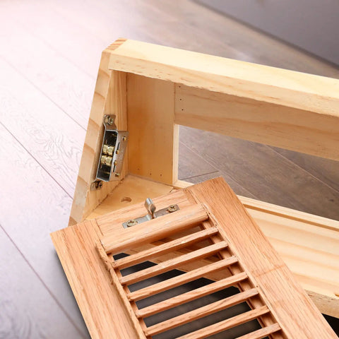 Oak Baseboard Floor Register 15 Inch Louvered Wood Vent Diffuser Pre Finished with removable panel on wooden floor