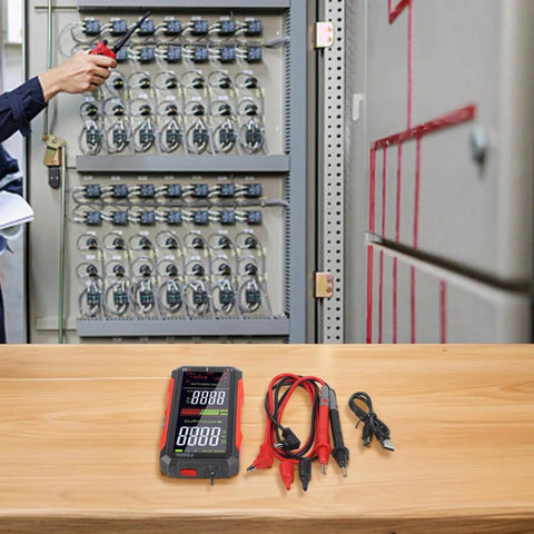 Rechargeable Smart Digital Multimeter Tester For Home And Industrial Electrical Projects with test leads and cable on table