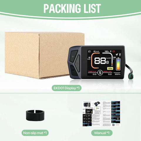 2.4 Inch TFT E-Bike Display for BAFANG CAN Bus Mid Motor EKD01 Screen With 5PIN Male Triangle Connector Plug-and-Play Ebike Conversion Kit Panel IPS Color LCD 0-9 PAS Levels Ride Data Battery Status Beginner Friendly