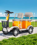 Haoweih 4 Passenger Electric Golf Cart For Adults And Seniors, 20 Mile Range, 440 Lb Capacity, Low Speed Lsv, side view with dimensions displayed.