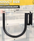 Beefed Up E Track J Hooks 10 Pack 0.5 Inch Solid Steel 1500 Pound Load displayed with dimensions in background