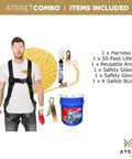 Safety Harness With 50ft Vertical Rope And Anchor Set For Roofers And Construction Pros Fall Arrest Kit OSHA And ANSI Compliant Gear