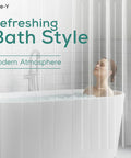 Woman relaxing in bathtub with Magnet Grip Shower Curtain Liner With Weighted Magnets, 72x72 Inches, Premium PEVA Waterproof