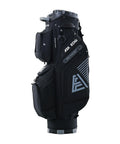 Smooth Glide 14 Way Divider Golf Cart Bag With Full Length Dividers And Kickass Extra Storage Pockets Game Changer Club Guard System In Sleek Black Colorway side view with storage pockets
