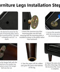 Installation steps for 10 Inch Round Solid Wood Furniture Legs Replacement Set Of 4 in Dark Brown Espresso Finish.