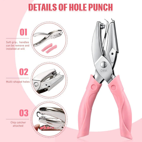 Heart Shaped Handheld Punch Card Kit With 100 Reward Cards featuring single hole paper puncher with soft grip and chip catcher.