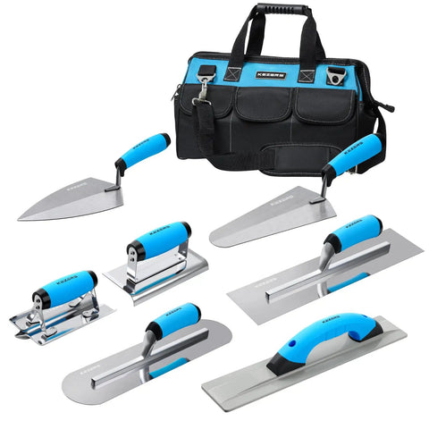 8-In-1 Concrete Finishing Tools Kit With Magnesium Float Edger Pool Trowel Gauging Trowel Brick Trowel Groover and storage bag