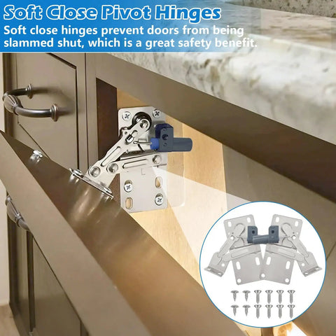 Soft Close Pivot Hinges For Cabinets And Furniture, Self Closing Door Hinges With Dampers For Quiet Closures in use