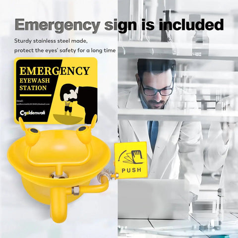 Wall Mounted Emergency Eye Wash Station With OSHA Approval, Stainless Steel 304 Plus Epoxy Coating, lab setting view