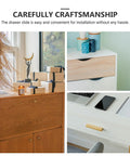 Under Cabinet Drawer Slides Set With Plastic Track Glides Tool-Free No Damage Install on elegant wood and white furniture.