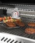 Stainless Steel Oven Thermometer With Large Dial For Instant Read Temperature From 50C To 300C Or 100F To 600F in grill setup.