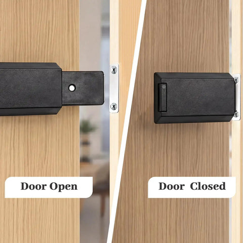 2 Pack Push To Open Magnetic Door Latch Kit Heavy Duty Hidden Touch Latch And Catch for open and closed doors, black finish