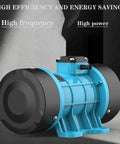 Beefed Up Heavy Duty Concrete Vibrator Motor 1100W 1500W 2200W Three Power Levels 220V Single Phase Industrial Vibration Motor With Speed Controller For Concrete Tables Blue, blue motor side view