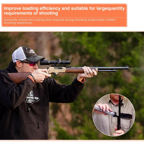 Shooter using Tubular Magazine Speed Loader For 22 And 17 Caliber Lever Action Rifles Portable Quick Load Accessory