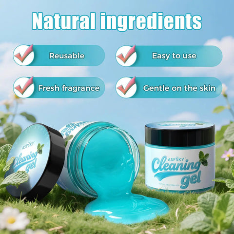 Natural ingredients display for Mint Scented Car Cleaning Gel 160g Aromatherapy Dust Buster For Air Vents And Hard To Reach Corners Soft Gel Grabs Dust In Dashboard Console Crevices And Cup Holders With Fresh Mint Aroma.