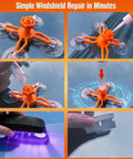 Step-by-step use of DIY Windshield Chip Repair Kit With Suction Cup And UV Curing Light, 2 Pack Auto Glass Repair Kit.