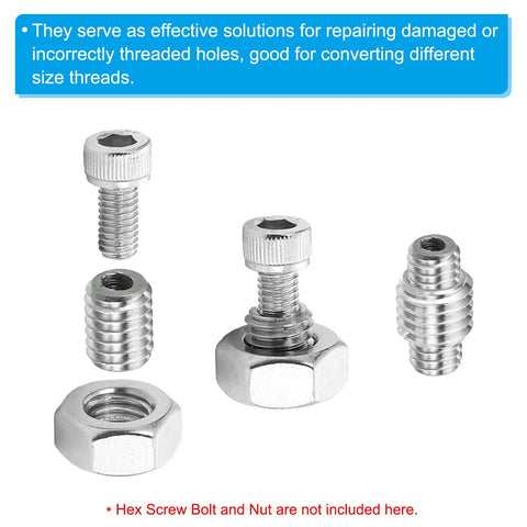 PATIKIL 304 stainless steel thread adapters and reducing nuts, set of 20, M5x0.8 male to M2.5x0.45 female