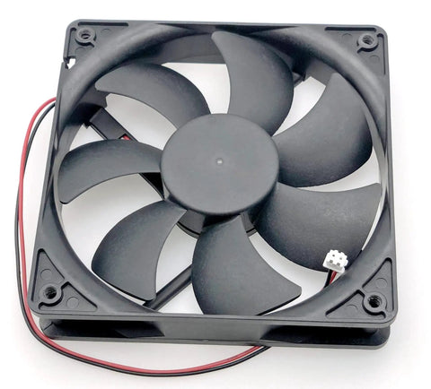 Beefy 12V Brushless Ice Maker Fan 120 By 120 By 25 mm 0 35 Amp 2 Wire DC Cooling Fan visible with strong airflow design