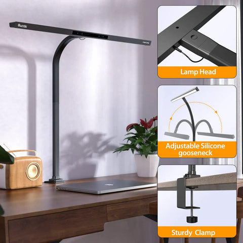 Ultra Wide LED Desk Lamp With Clamp For Your Home Office Eye Care, 31.5 Inch Long Lighting Bar, Auto Dimming, Dimmable Task Lamp