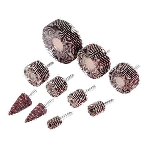 20 Piece 80 Grit Aluminum Oxide Flap Wheel Sander Set With Cone And Cylindrical Grinding Heads, Quarter Inch Shank Fits Rotary Tools