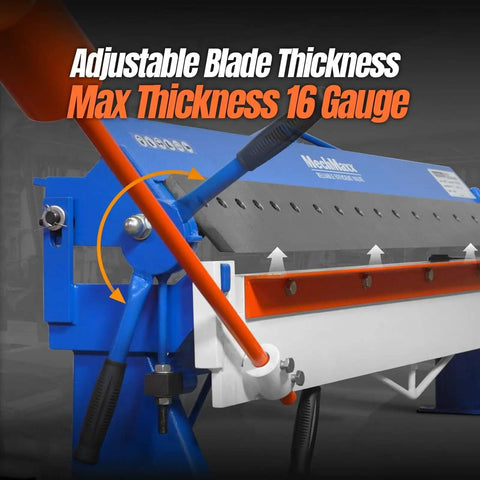 48 Inch Manual Pan And Box Brake For Sheet Metal, 16 Gauge Mild Steel Capacity, adjustable blade thickness feature
