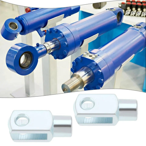 Two Piece M10x1.5 Air Cylinder Rod Clevis End With 52mm Y Connector Right Hand Female Thread For Electronic Automation Equipment Heavy Duty Carbon Steel Construction Built Tough, blue hydraulic cylinder end fittings