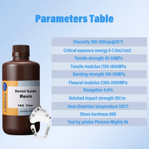 Top Tier Dental Guide Resin For DLP And LCD 3D Printers Using 405Nm UV Cure To Hit Dead On Precision On Carbide Drills And Taps While Maintaining Crack Resistant Clarity That Takes Heat Sanitization With Zero Nasty Smells In One Kilogram Jar