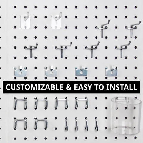 Beast Pegboard Organizer Kit With Wall Mount Panels And Assorted Hooks And Bins For Bedroom Craft Room Study Office Or Garage 27x22 White