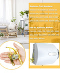 Humidifier water solenoid valve (brass) with yellow wiring next to white Aprilaire whole-house humidifier unit.