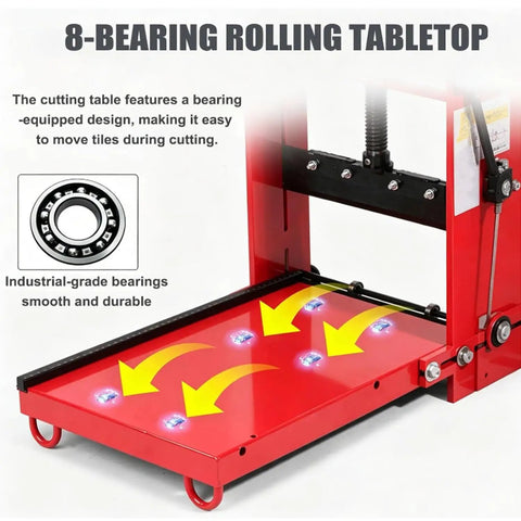 Wheeled Paver Cutter With Eight Bearing Rolling Platform Heavy Duty Steel Frame Precise Lightweight Brick Cutter For AAC And Foam Blocks clean red cutting table