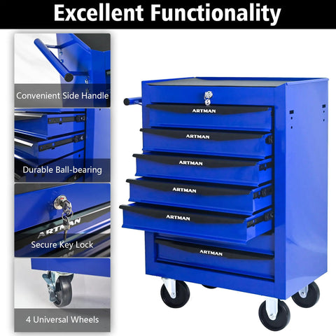 Beast Seven Drawer Rolling Tool Chest For The Garage With Ball Bearing Slides Lockable Side Handle Four Inch Casters