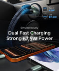 Mini Metal Car Charger With 67.5W USB C Fast Charging PD QC For 12V Lighter Outlet, charging two phones in car