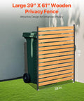 Wood Privacy Fence Screen For Outdoor AC Unit And Trash Can In Your Yard 39 Inch Wide By 61 Inch Long One Panel Pool Equipment Enclosure With Metal Stakes Easy DIY Installation Backyard Garden Privacy Shield shown with trash can
