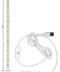 Slick 12 Inch Cut To Fit Led Light Strip With 18 Darn Bright Cool White Bulbs And Smart Touch Dimmer with 67 inch USB cord.