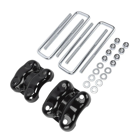 Rear Axle U Bolts And Plates Kit For Blazer 1992 To 2000 Heavy Duty Suspension Replacement With 8.75 Inch Metal U Bolts Leaf Spring Plates Fits C1500 K1500 1500 Series, black plates and hardware