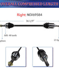 CV Axle Drive Shaft Front Left and Right for Toyota Matrix and Pontiac Vibe 2003 2004 2005 2006 2007 2008 1.8L FWD Automatic Replacement Kit, Front Driver and Passenger Side, right axle shown with 36 1/9 inch length