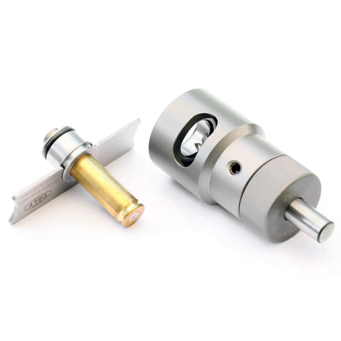 Shoulder Referenced Brass Case Trimmer With No 15 Collet For 300 AAC Blackout Pro Grade Build displayed with accessories