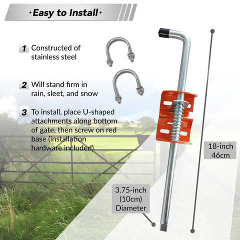 18 Inch Solid Steel Anchor Cane Bolt Gate Drop Rod For Round Tube Gates Built Tough As Nails To Resist Hard Winters With A Breeze Pre Install Setup