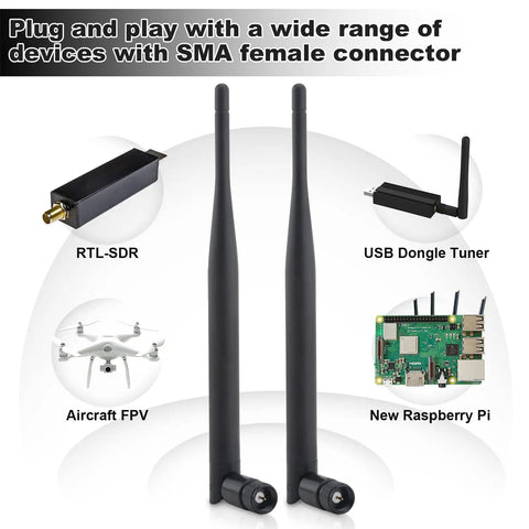 Omni Directional 1.2GHz SMA Male Antenna 3 Dbi High Gain Portable Antenna For FPV Drones RV WiFi Hotspots Two Pack