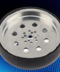 Close-up of 100mm Metal Robot Wheel with Neoprene Tire for Industrial Robots and RC Cars, 8mm Bore, beefy hub.