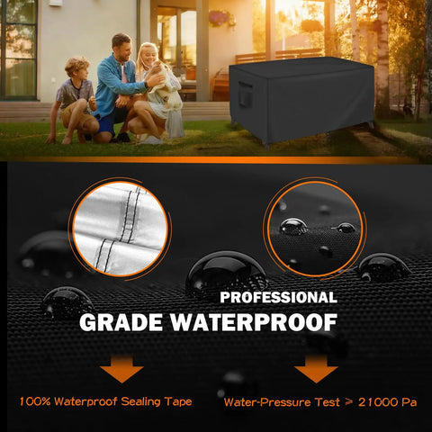 Outdoor Coffee Table Cover Waterproof And UV Resistant, Heavy Duty Patio Table Protector for 48x28x16 Tables Demonstrated with Waterproofing Features