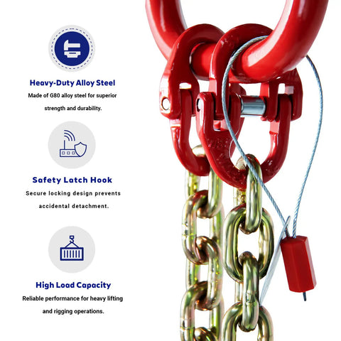 G80 Grade Two Leg Chain Sling With Grab Hooks 5 16 In By 5 Ft 4400 Lb Working Load Limit Zinc Plated Alloy Steel Rigging Gear For Engine Hoist Shop Crane Dang Tough Build