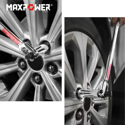 15 Inch Breaker Bar With 1/2 Inch Drive And 3/8 Inch Drive Flex Handle For Heavy Duty Use applied to car wheel lug nuts