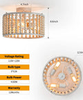 Beaded Boho Chandelier With 3 Lights Handcrafted Oak Wood Beads Rustic Semi Flush Ceiling Light dimensions and bulb details