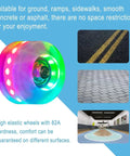 Eight Pack 82A Light Up Roller Skate Wheels 54x32mm With Bearings Installed Self Powered No Battery Required Luminous Quad LED Wheels For Double Row Skates Indoor Outdoor Use Teal displayed on different surfaces